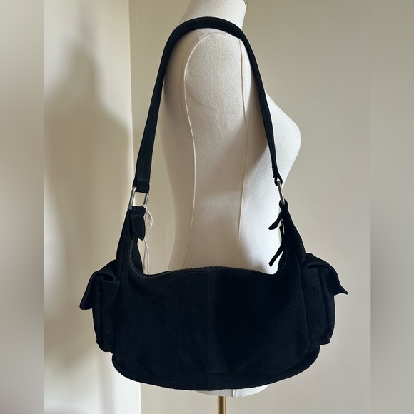 Free People Siren Black Suede Shoulder Bag - NWOT - Picture 6 of 13